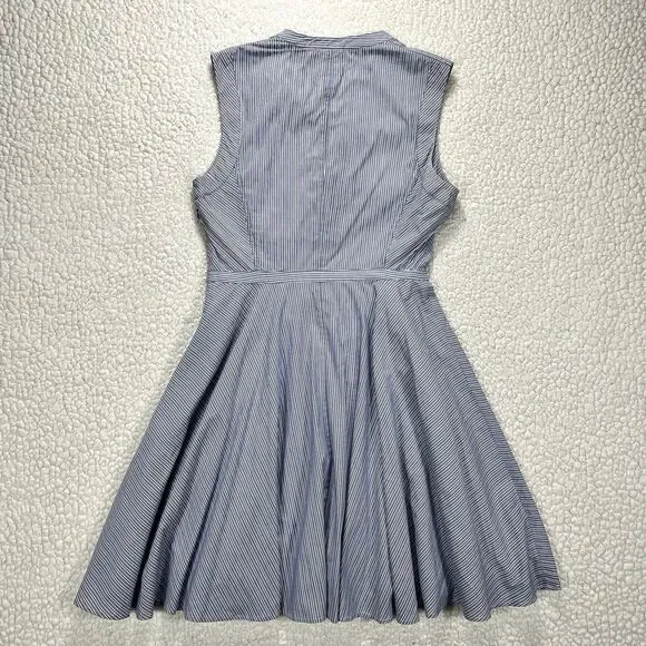 Tory Burch Talley Fit & Flare Dress Women's 8 Blue Stripe Coastal Chic Preppy - Picture 6 of 12